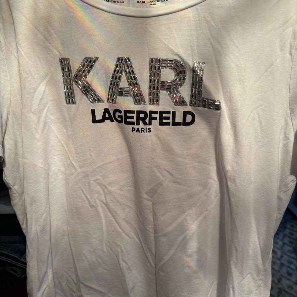 Karl Lagerfeld White Sequin T-shirt